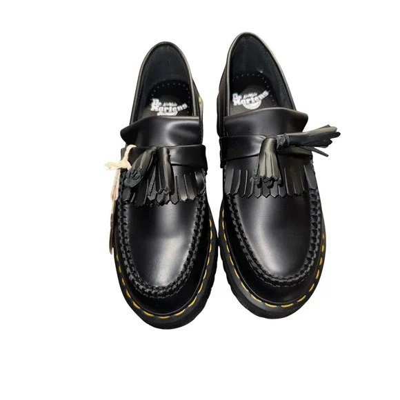 New w/Tags! Dr Martens Tassel Loafers Black Leather Platform Lug Sole Mens 8 - Picture 2 of 16